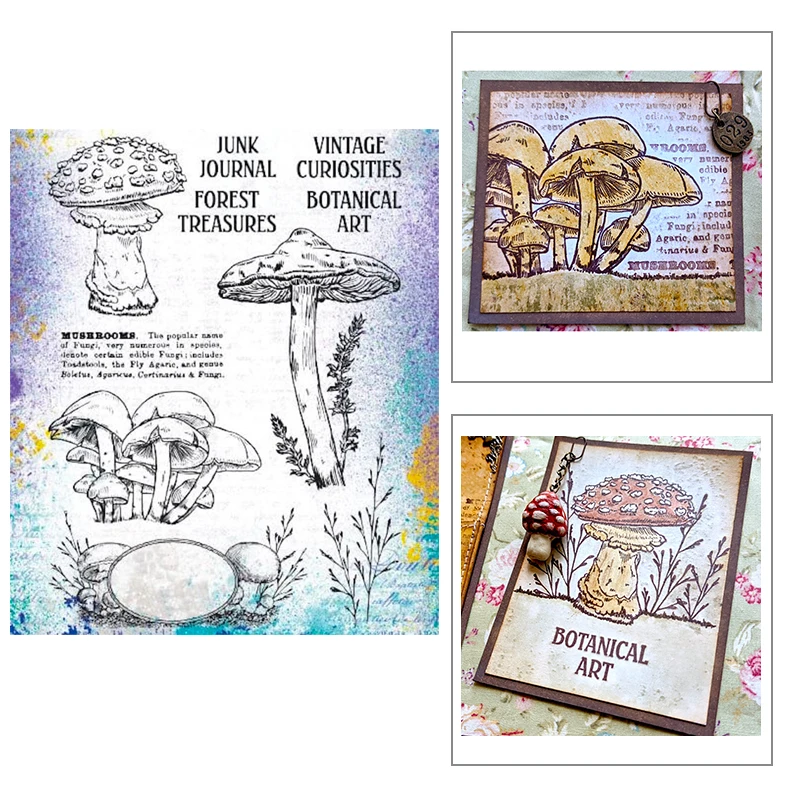 Новинка 2021 прозрачный штамп в стиле ретро с изображением растений и грибов для