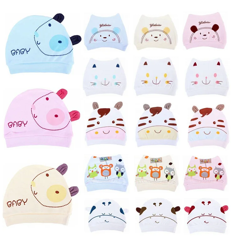 Детская шапочка с рисунком для мальчиков и девочек новорожденных хлопковая