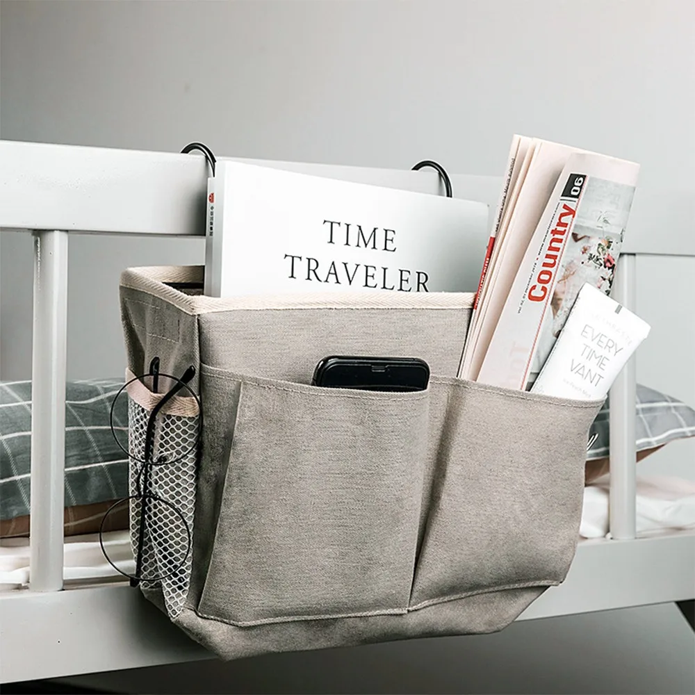 

Canvas Bedside Hanging Pocket Storage Bag Bedroom Magazine Storage Pouch Diaper Caddy Toy Holder Baby Tissue Box Home Organizer