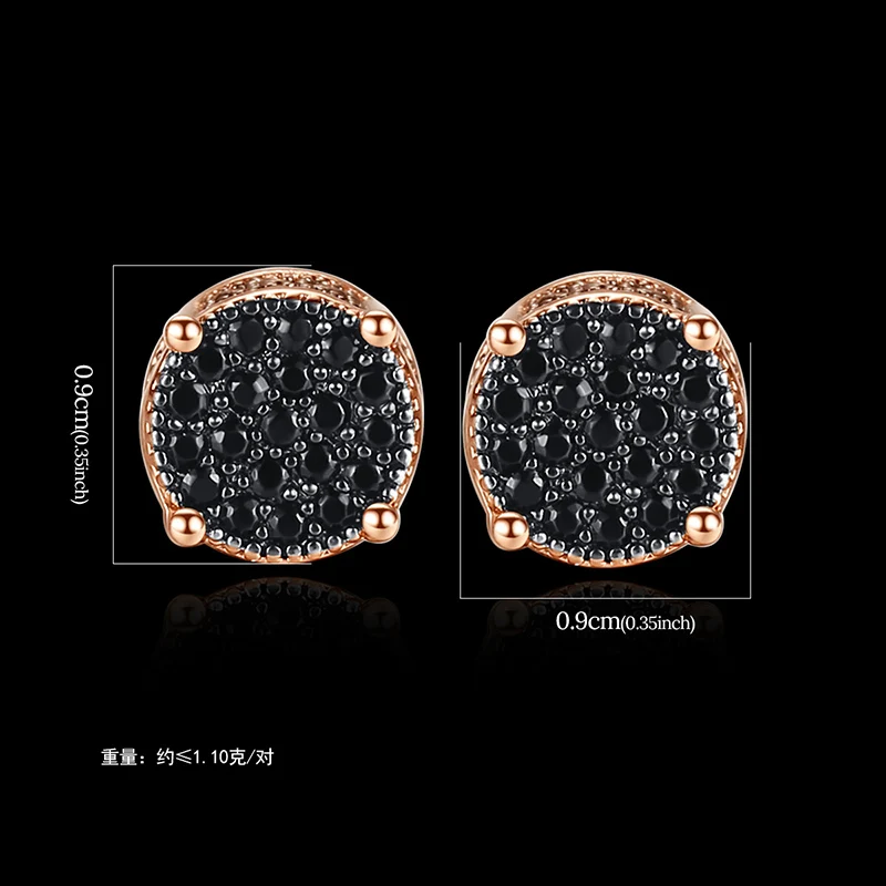 Серьги гвоздики с фианитом ААА украшенные камнями геометрические круглые