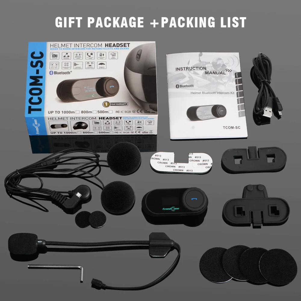 Бесплатная Доставка! TCOM SC W/Экран Bluetooth мотоцикл шлем гарнитура с ЖК дисплей
