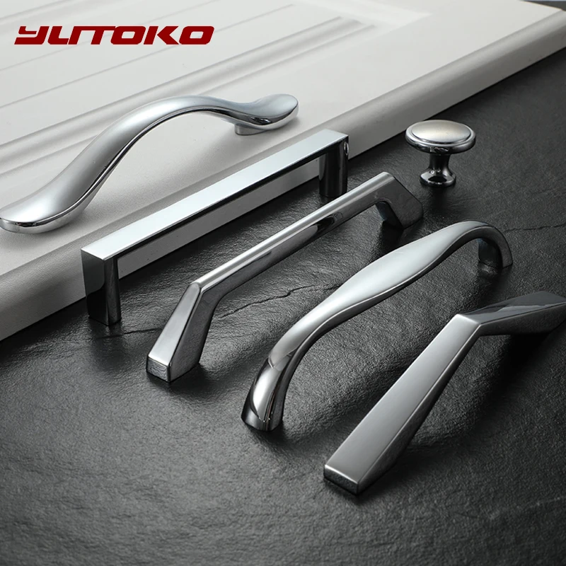 YUTOKO современный шкаф ручки двери хромированные дверная ручка из цинкового