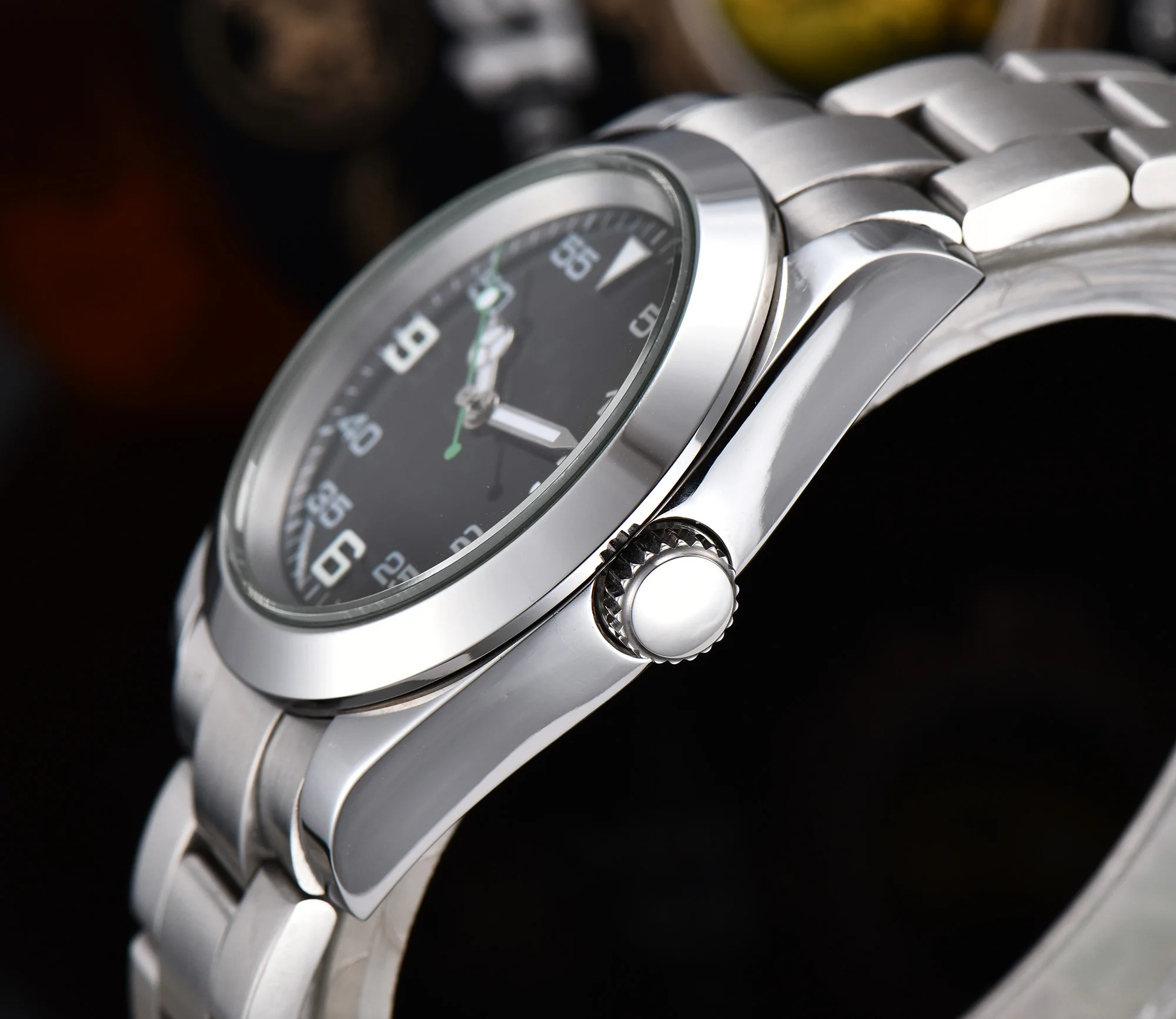 Мужские часы AIK 40 мм черный циферблат автоматический механизм твердая задняя