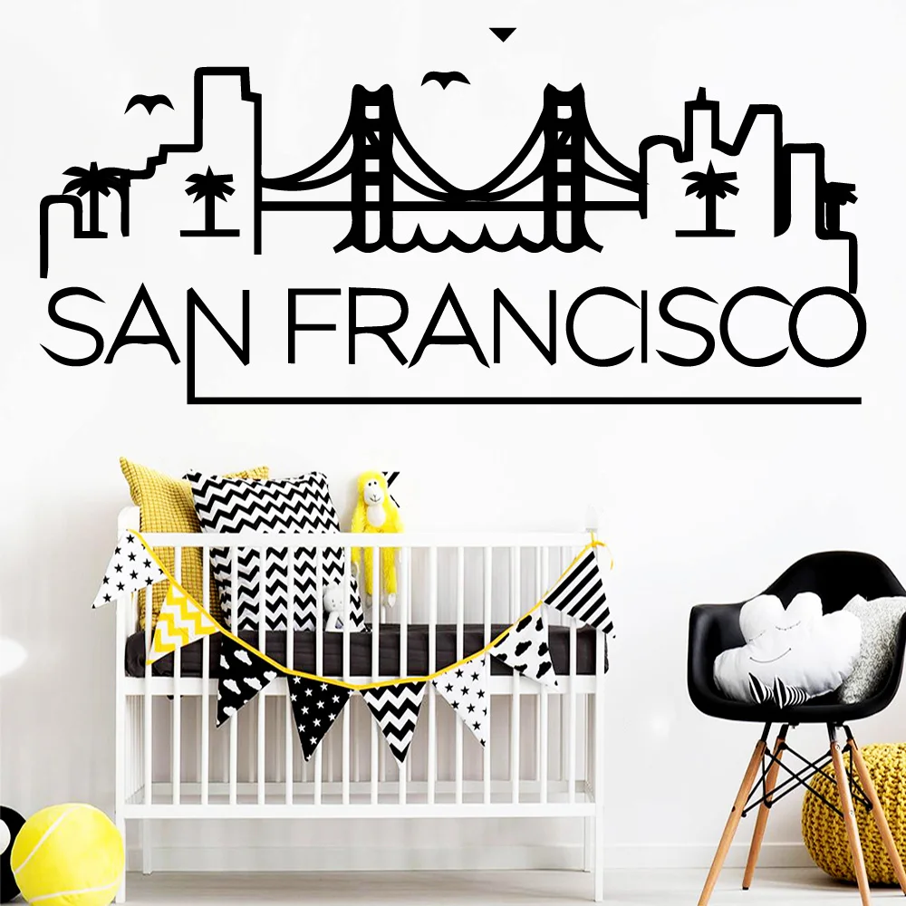 

Мультяшные настенные стикеры Sanfrancisco, водонепроницаемые виниловые обои, домашний декор для гостиной, наклейки для украшения дома, наклейки ...