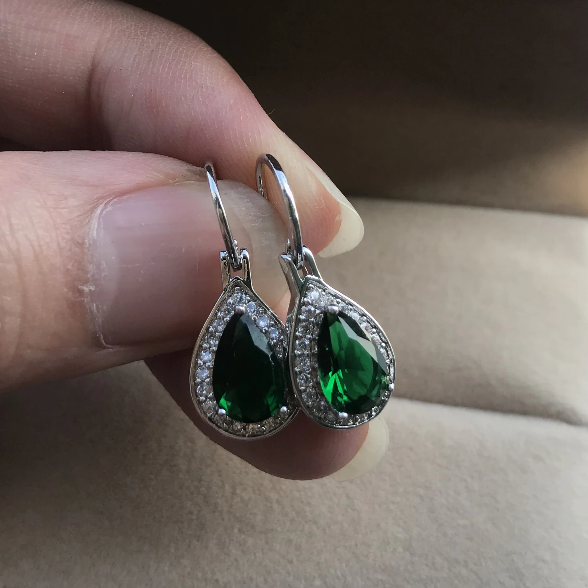 

Luxury Female Rainbow Zircon Dangle Earrings Rose Gold Silver Color Earrings For Women Dainty Zircon Stone Wedding Earrings