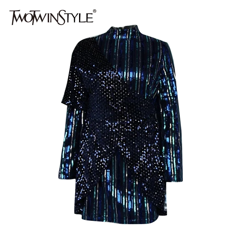 Женское асимметричное платье TWOTWINSTYLE весеннее водолазка с длинным рукавом и