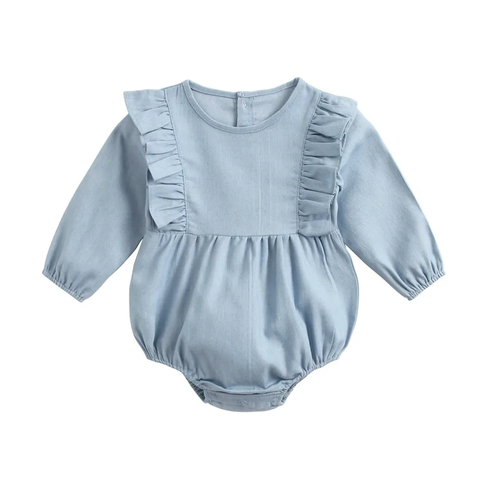 

Blue Color Baby Romper Cute Cotton Newborn Outfits Fashion Girl Jumpsuit Lovely Kids Outfits Causal Children Clothes 0-24M