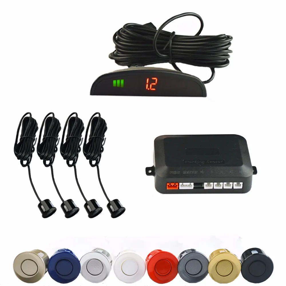 4 Parking Sensors Kit Universal Car Sensor Reversing Radar Distance Detection Digital Display Monitor System 12V | Автомобили и