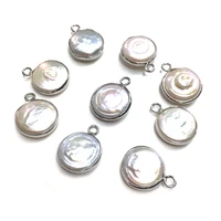trendy natural freshwater pearl pendant round charms pendants for jewelry making diy necklace earring accessories 1pcs