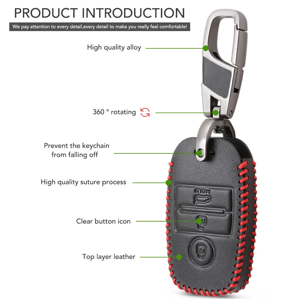 Кожаный чехол с 3 кнопками для автомобильного пульта дистанционного управления