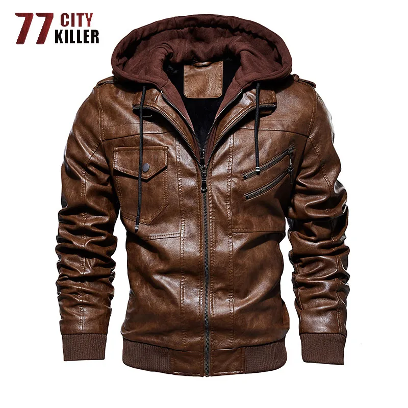 Style 2 Coffee 77City Killer, Лидер продаж, мотоциклетная кожаная куртка для мужчин, косая молния, верхняя одежда, ветровка, искусственная кожа, мужская куртка, европейский размер S-3XL - Цвет: Style 2 Coffee