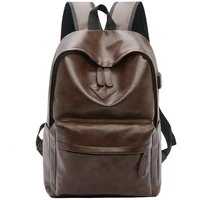 business casual backpacks travel bag black pu leather mens shoulder bags teenage backpack men usb charging anti theft backpack