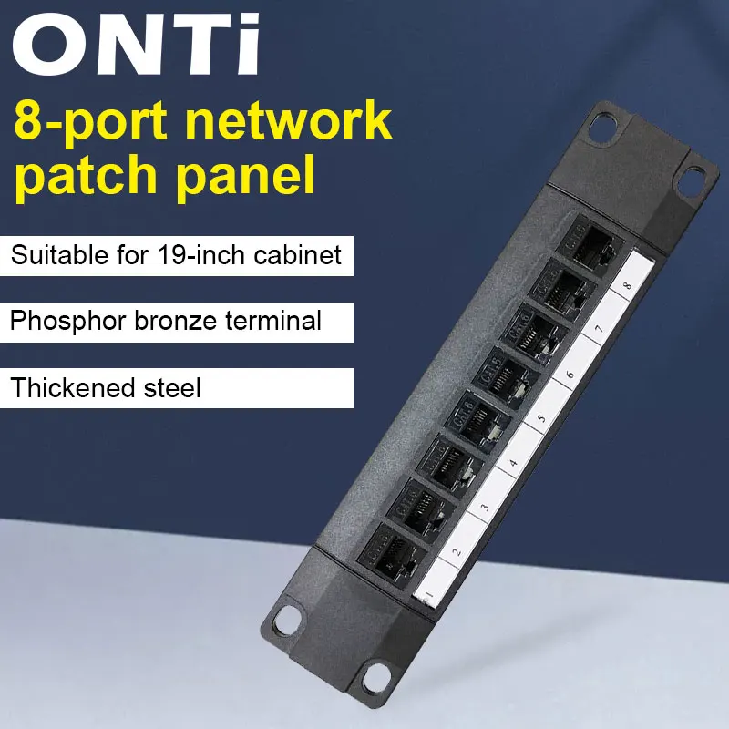 

ONTi 8 Port Straight-through CAT6 Patch Panel RJ45 Network Cable Adapter Keystone Jack Ethernet Distribution Frame