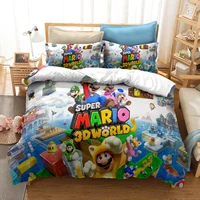 super mario bedding set duvet cover and pillowcase anime cartoon anime game mario full size bed set comforter set for bedding