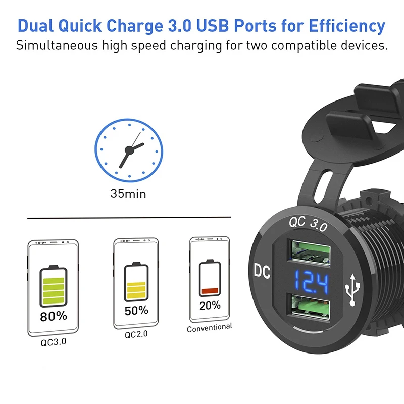 Быстрая зарядка 3 0 двойное зарядное устройство USB алюминиевая электрическая