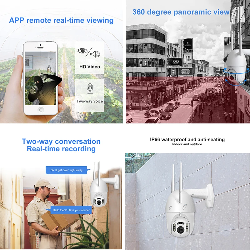 Новая наружная камера Xiaovv 1080P HD веб 360 IP IP66 ONVIF Humanoid мобильное отслеживание
