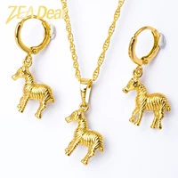 diana baby jewelry fashion copper cute zebra jewelry sets gold planted earrings pendent necklace for women daily wear gift