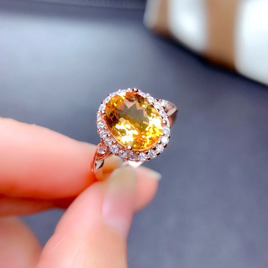 

Exquisite Gold Color Oval Citrine Ring for Women Yellow Crystal Gemstone Zircon Wedding Bride Rings Fine Jewelry Accessories