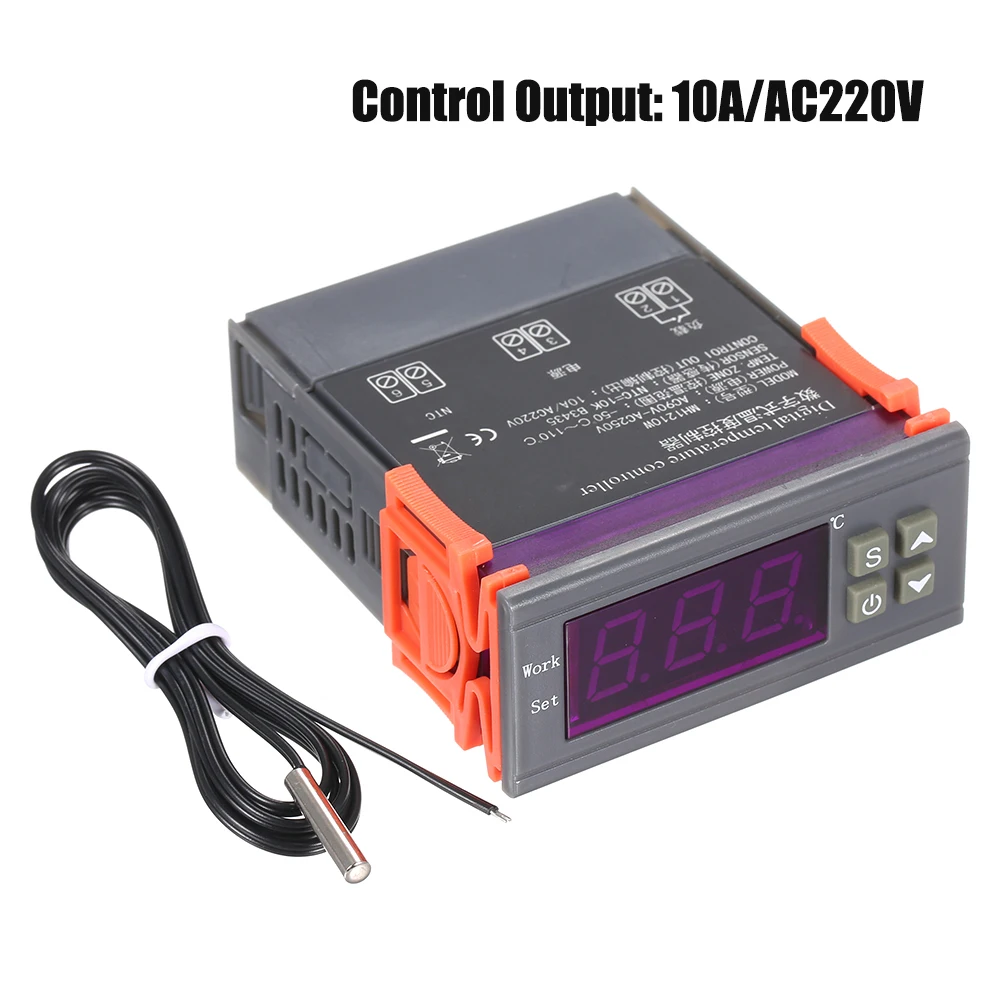 DC12V 24V AC220V цифровой регулятор температуры светодиодный термостат с датчиком