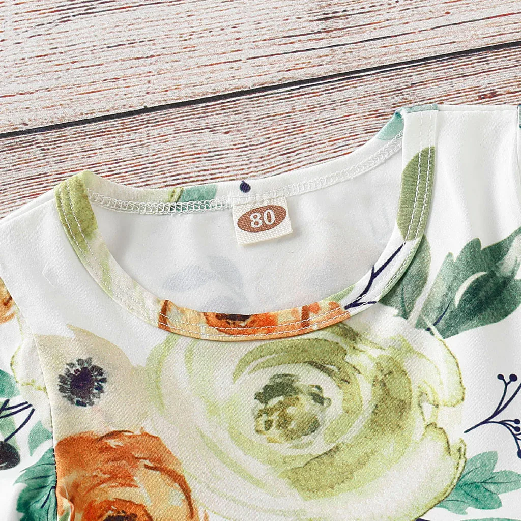 2019 Новое поступление топы с цветочным рисунком для маленьких девочек + джинсовые