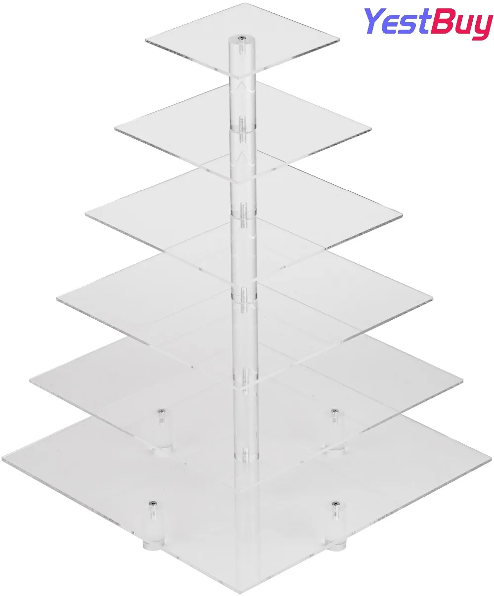 YestBuy 6 яруса Maypole квадратная Свадебная вечеринка дерево башня акриловая подставка