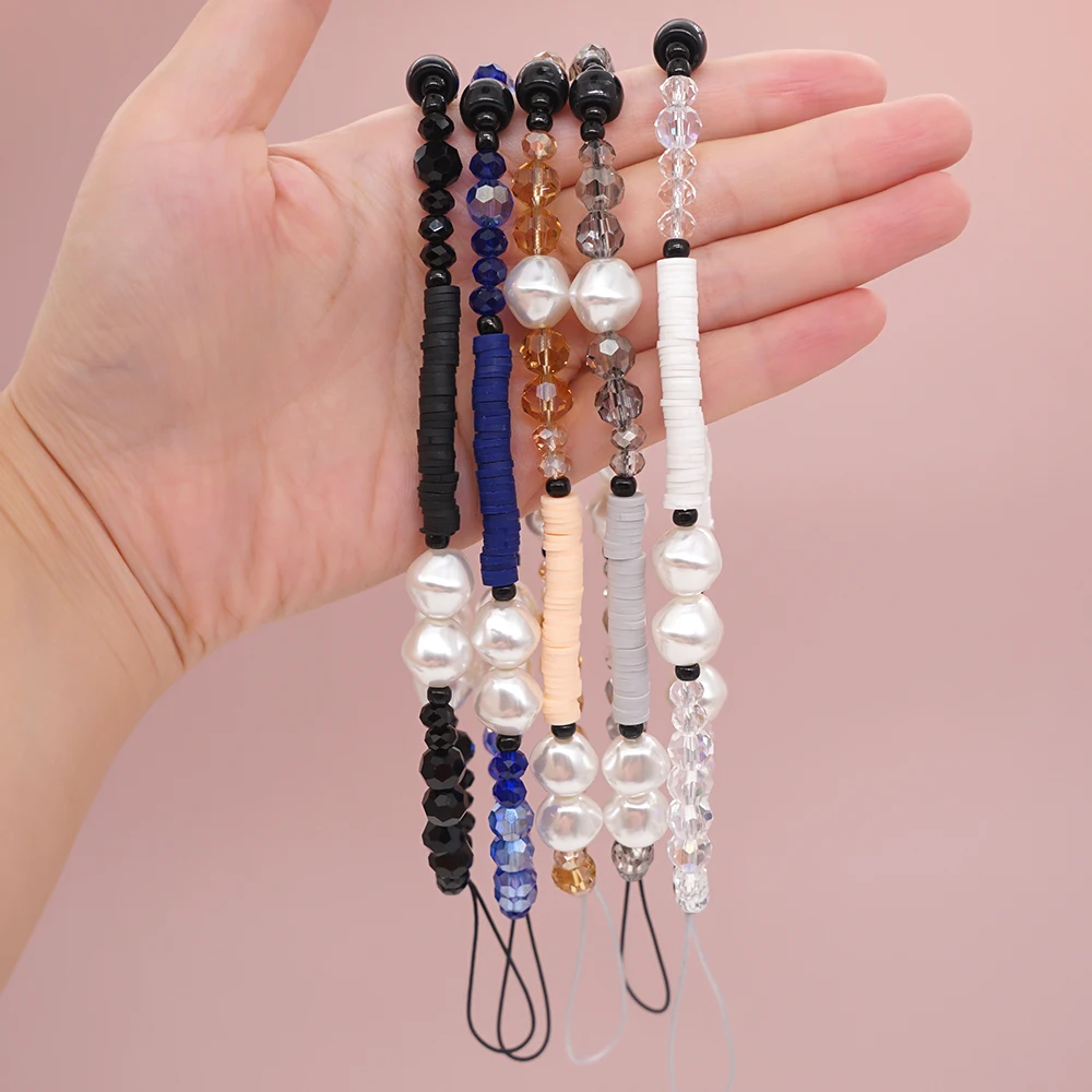 Go2Boho черные бусины из полимерной глины мобильная цепочка для женщин ювелирное