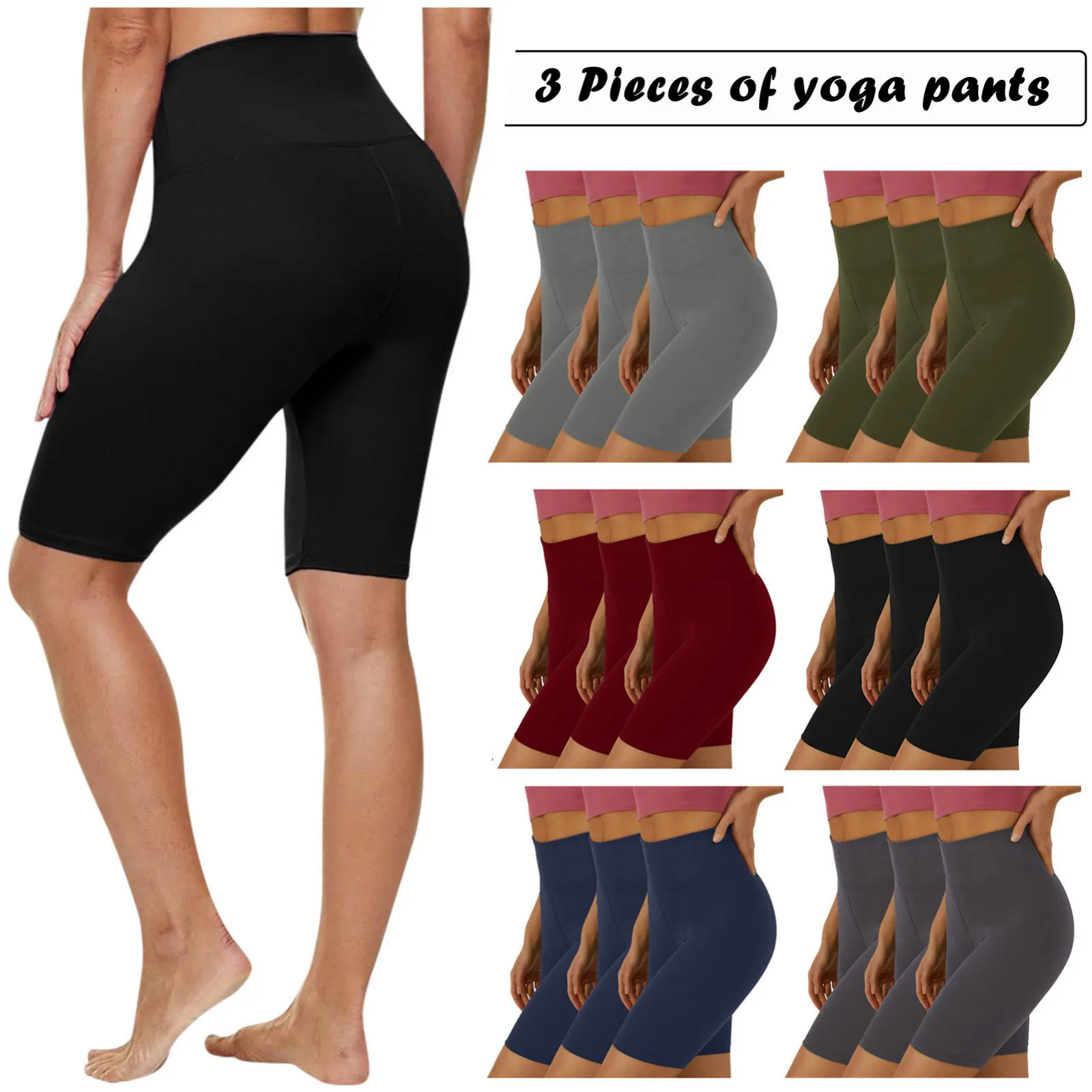 

3PC Women High Waist Tennis Shorts Yoga Short Outdoor Running Athletic Yoga Sport Solid Shorts Pants shorts feminino#G