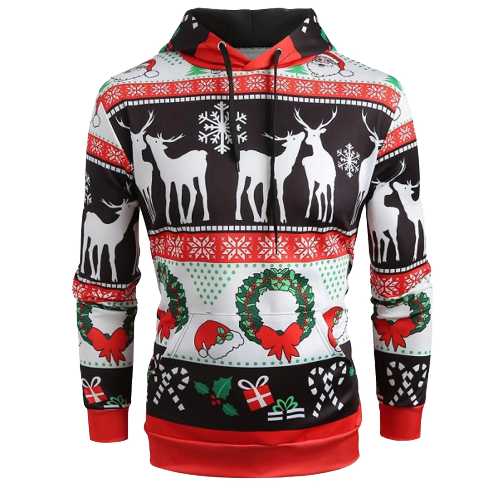 

Мужская модная Рождественская Осенняя Тонкая Повседневная Рождественская рубашка с капюшоном и длинным рукавом, верхняя блузка