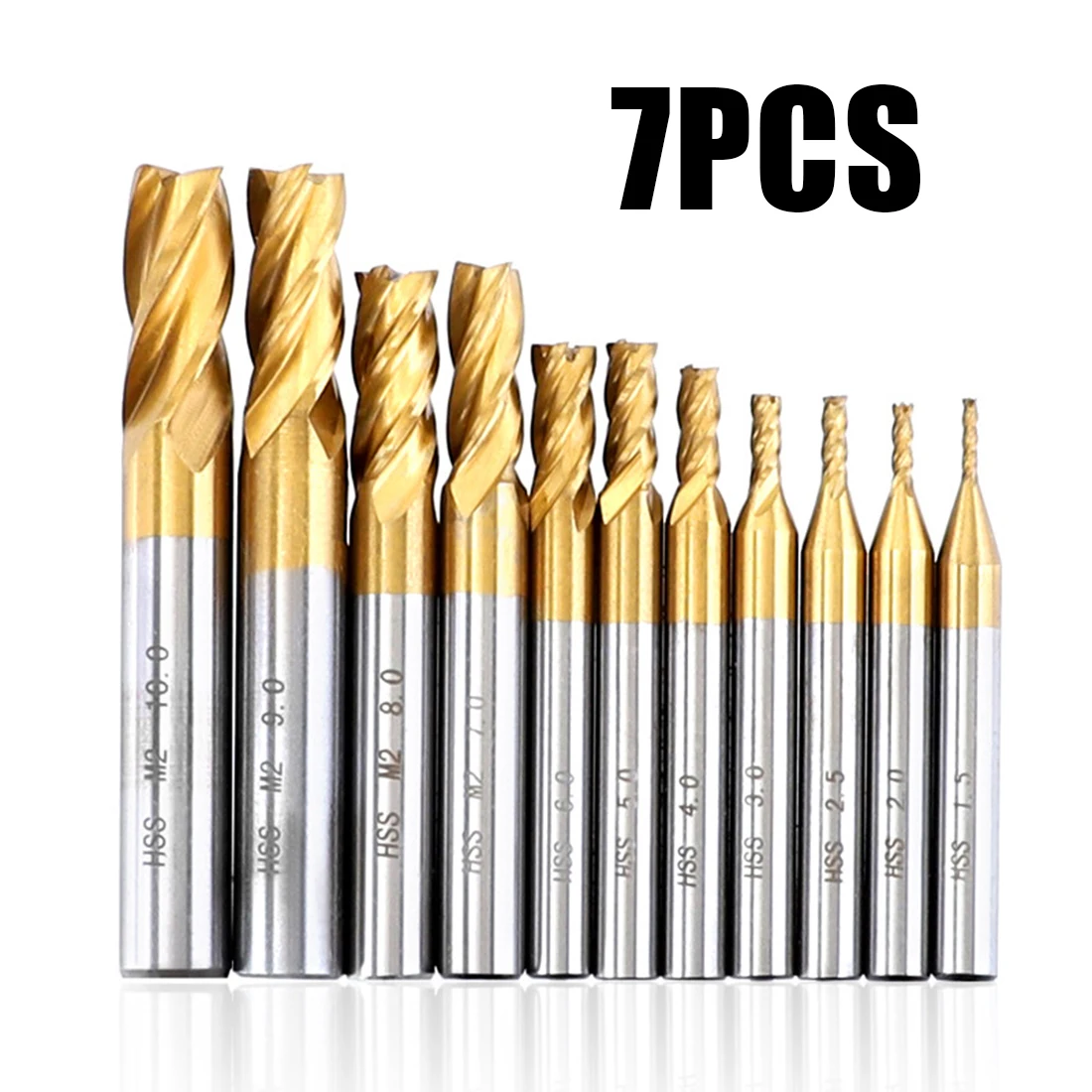 

4 Flutes Router Bits Straight Shank Sleeve Tip Cutting Slotting Trimming 7pcs