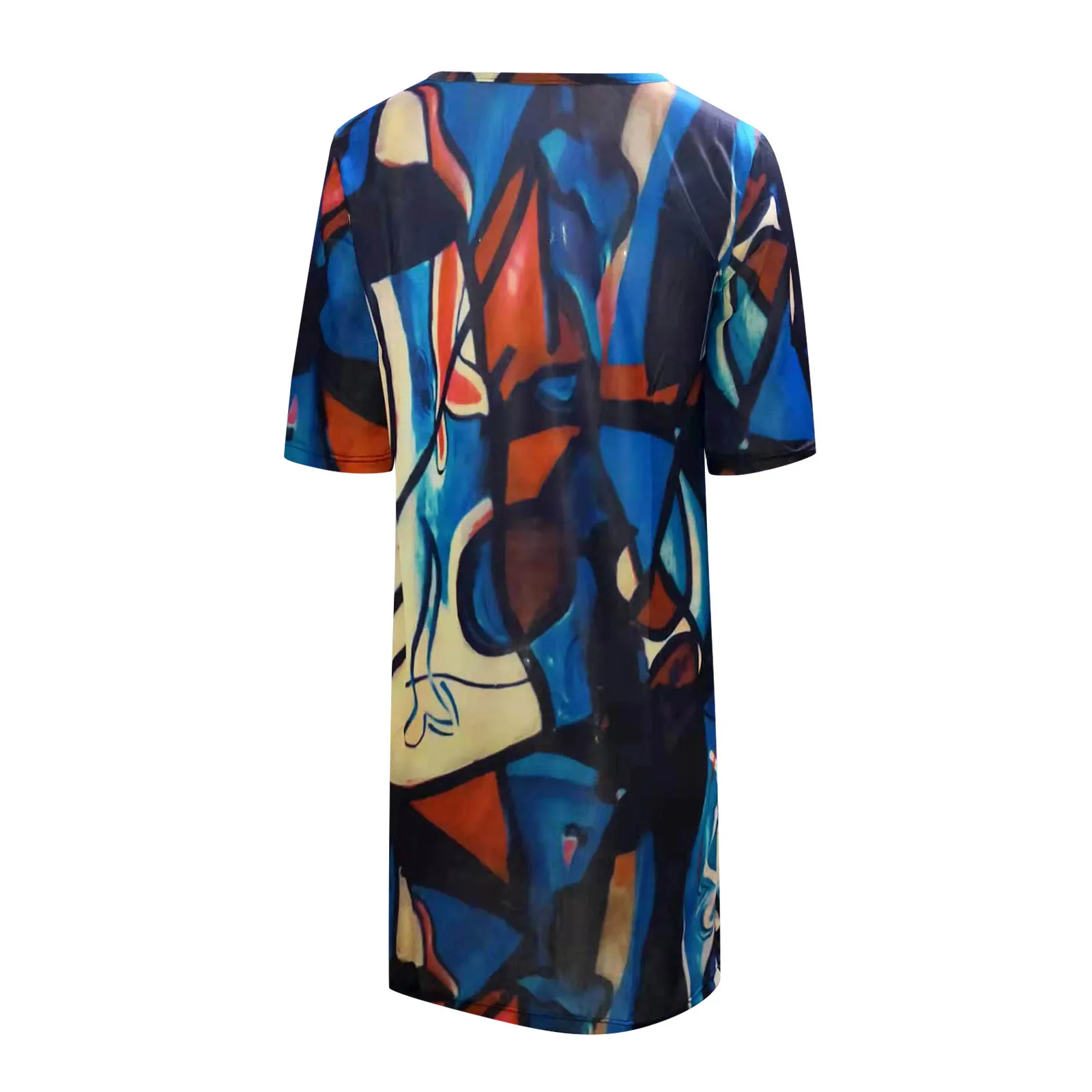 

40# Loose Party Dress Women O Neck Short Sleeve Vintage Print Dresses For Women 2021 Casual Plus Size Summer Dress 2021 Vestidos