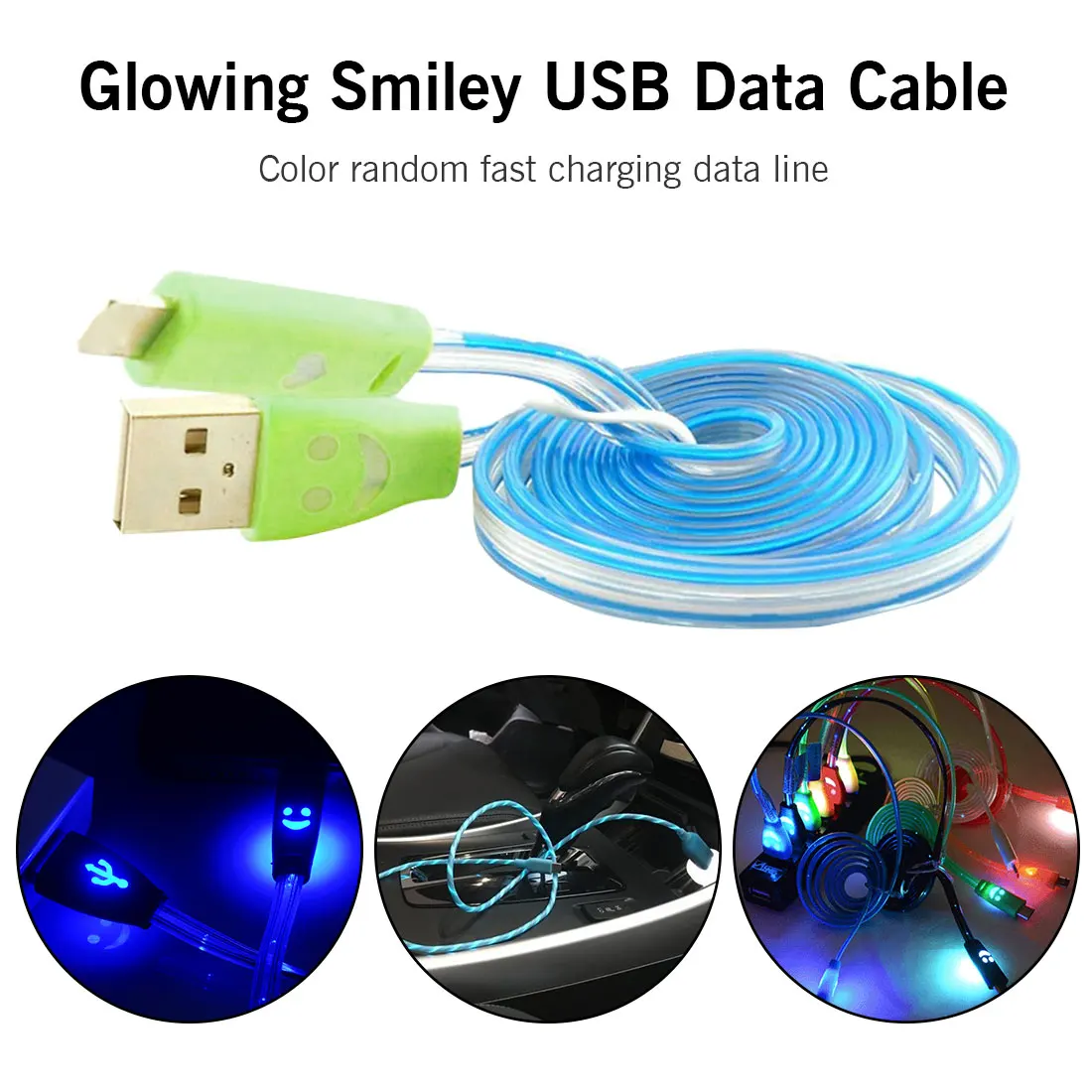 Светодиодный кабель USB 2 0 Micro для зарядки и передачи данных телефонный с цветным