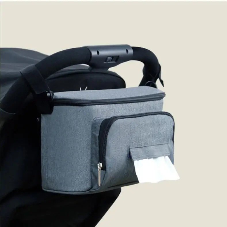 Single pocket Grey Diaper Bag For Baby Stuff Nappy Bag Stroller Organizer Baby Bag Mom Travel Hanging Carriage Pram Buggy Cart Two Bottle Bag - Цвет: Single pocket Grey