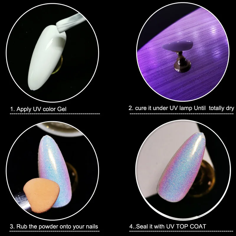 2 баночки/комплект Аврора блеск Русалка Единорог блестками 3D Nail Art хром пигмент