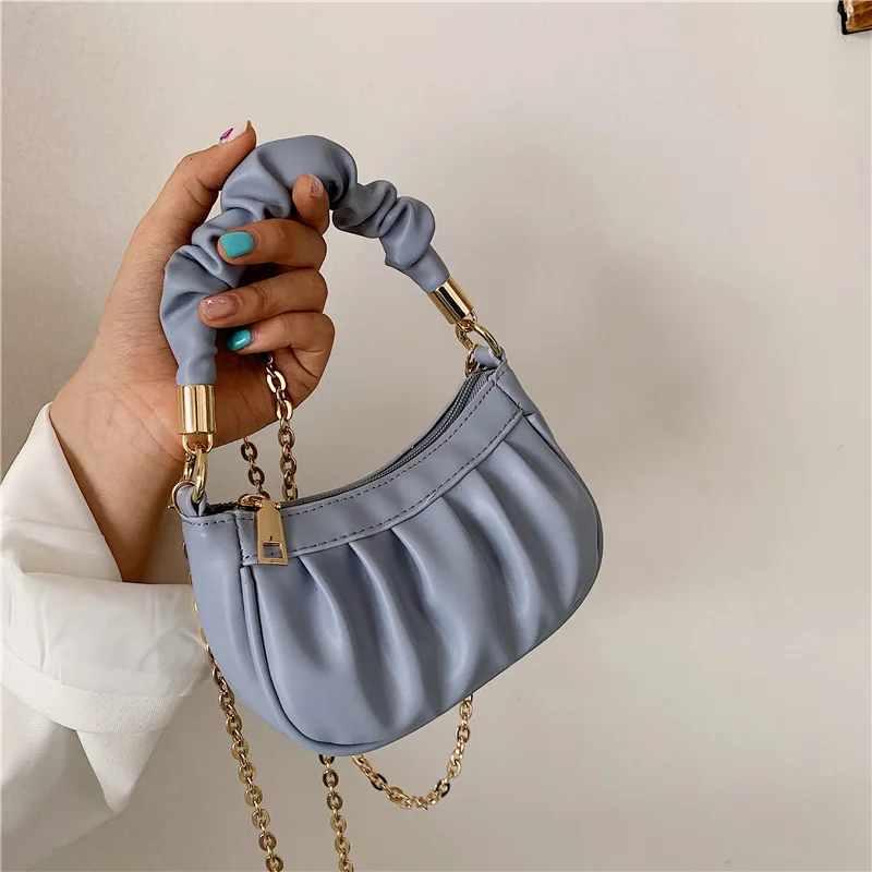 

Fashion fold portable small bag female 2021 new fashion chain messenger bag wild niche shoulder bag