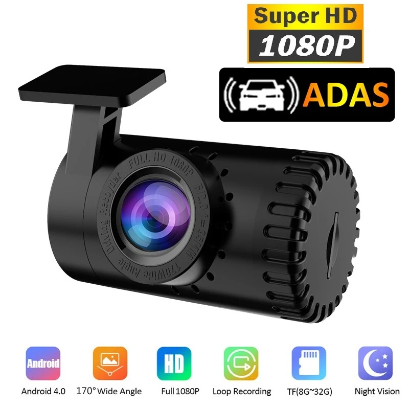 Автомобильный видеорегистратор ADAS Android USB 1080P Full HD ночное видение циклическая