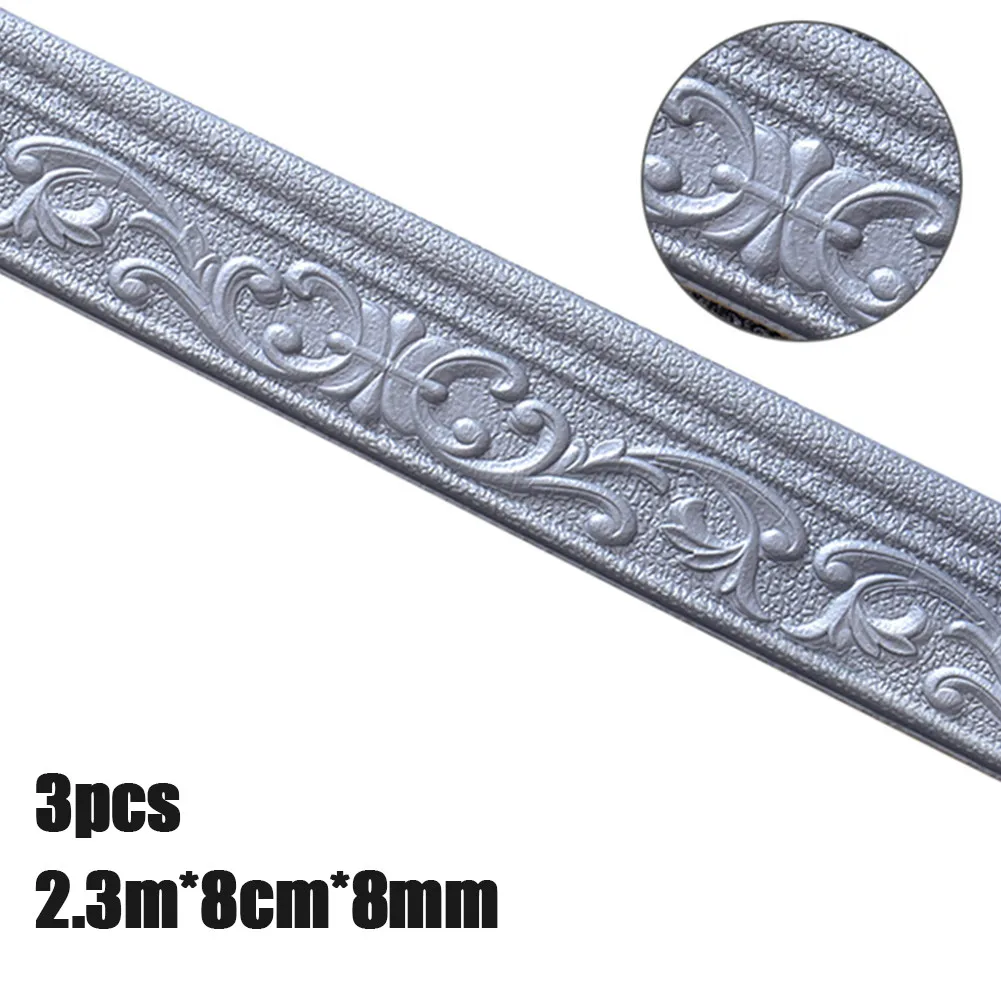

3pc 3D Pattern Sticker Wall Trim Corner Line Skirting Border Decor Self Adhesive Home Decoration Wall Stickers Posters