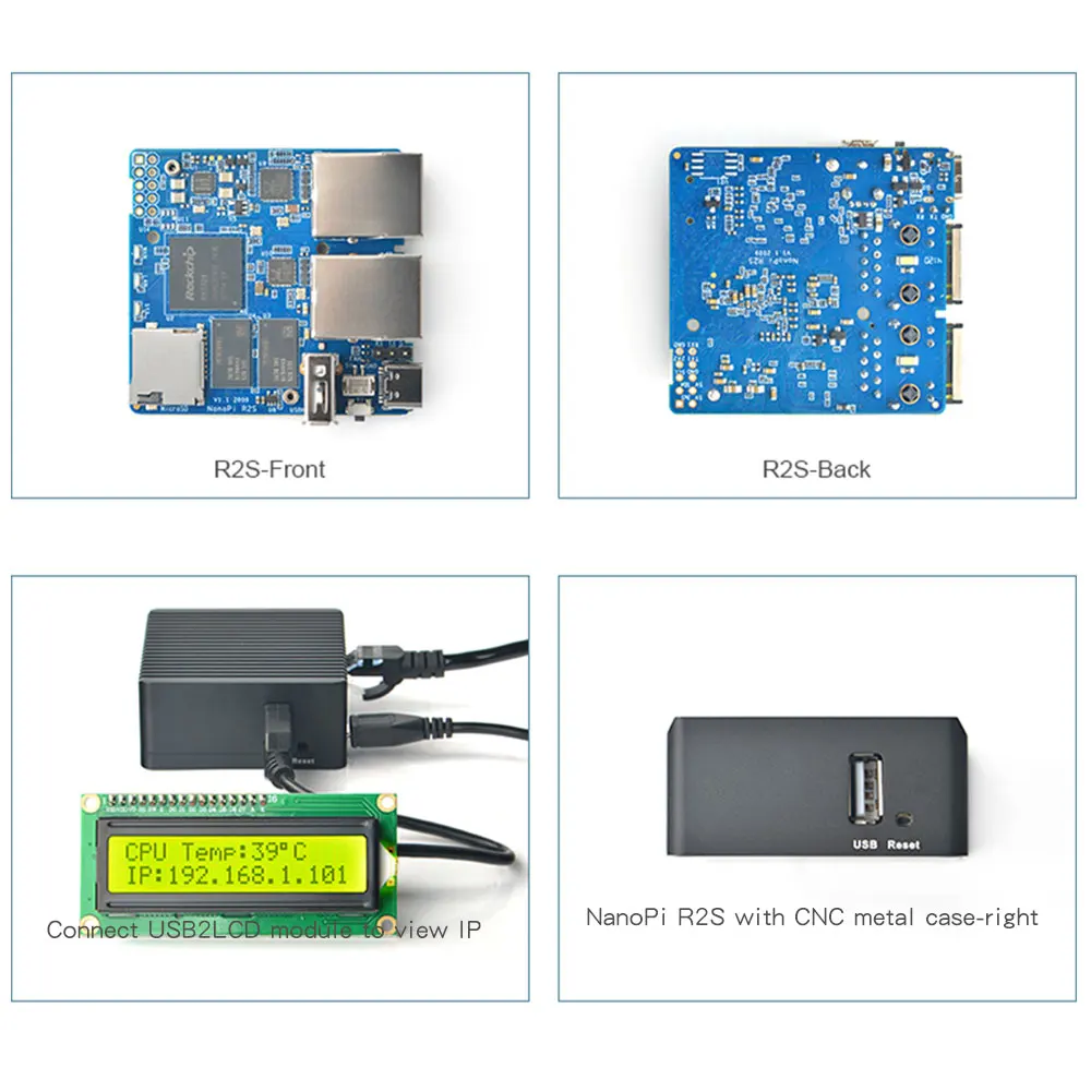 Мини-роутер NanoPi R2S Rockchip RK3328 с ЧПУ металлический чехол два гигабитных порта 1 Гб