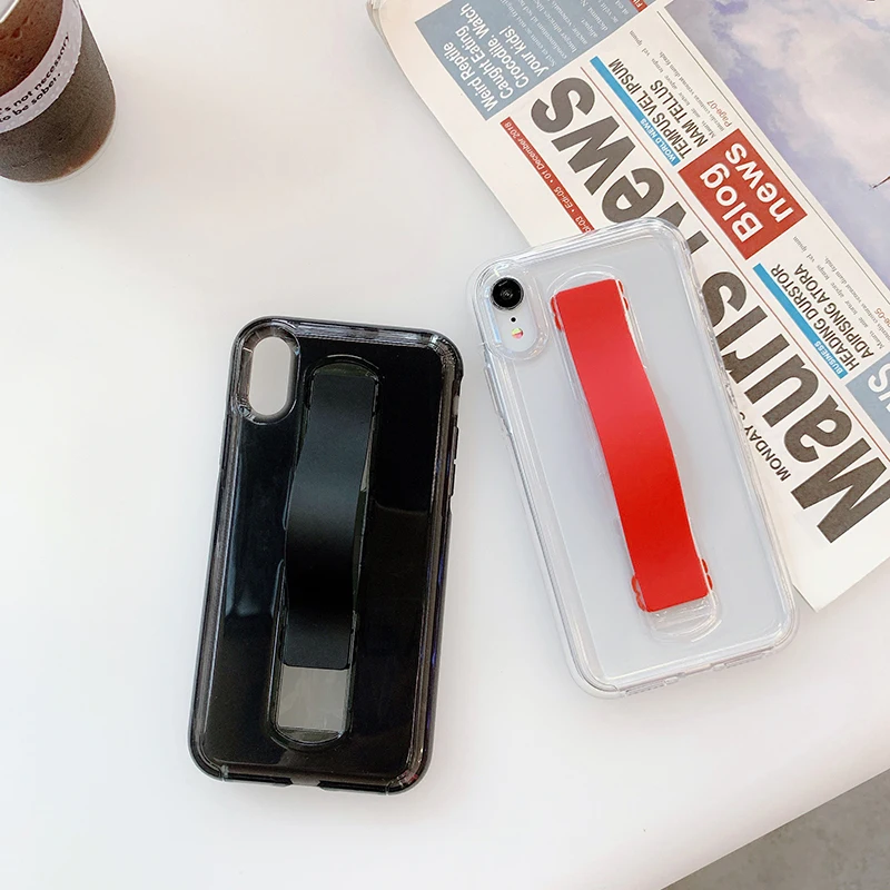 

Candy Color Strap Phone Case for iPhone 11 Wrist Strap Stand Plastic Case for iPhone XR X XS 11 Pro MAX Landyard Kickstand Cover
