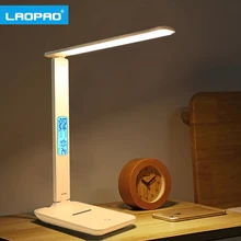 Modern Business Led Office Desk Lamp Touch Dimmable Foldable With Calendar Temperature Alarm Clock table Reading Light LAOPAO