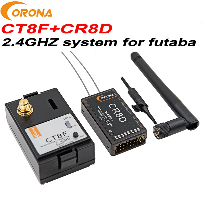

1 set Corona CT8F+CR8D Futaba Module receiver 2.4Ghz system for futaba CR8D V2 DSSS receiver CT8F futaba transmitter RC drones
