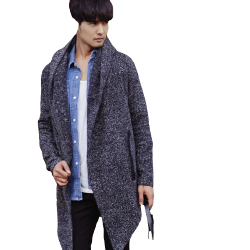 

Gothic Men's Cloak Coat Jacket Men's Slim Hooded Long Windbreaker Autumn and Winter New Woolen Korean Version Men Winter Coat