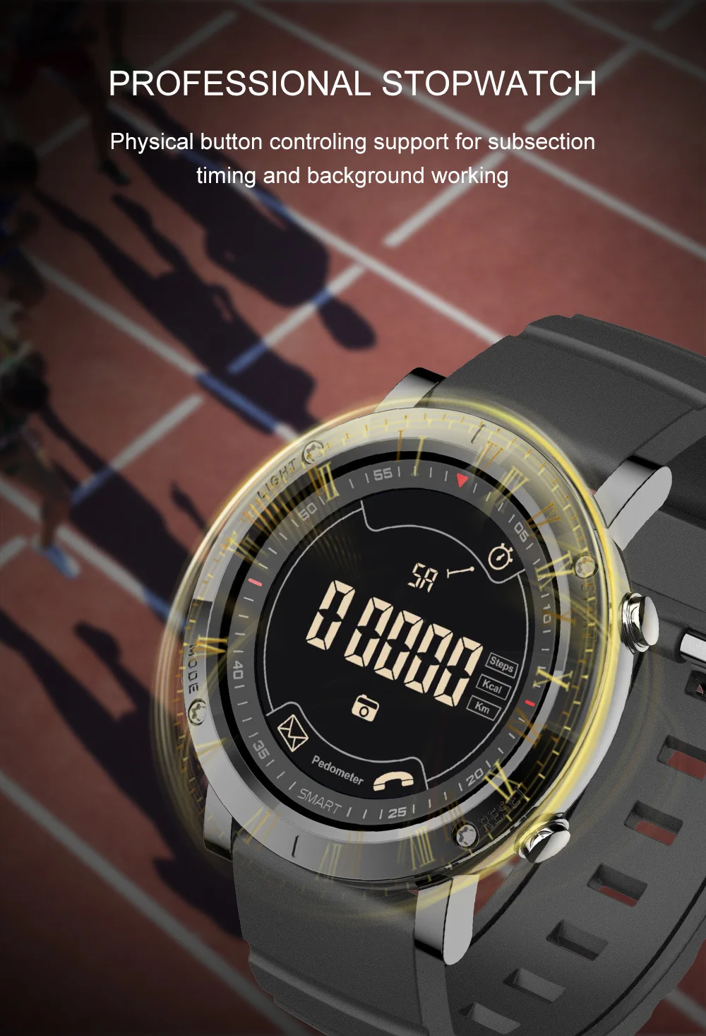 STrollAR Для мужчин часы спортивные обратного отсчета с двойным циферблатом