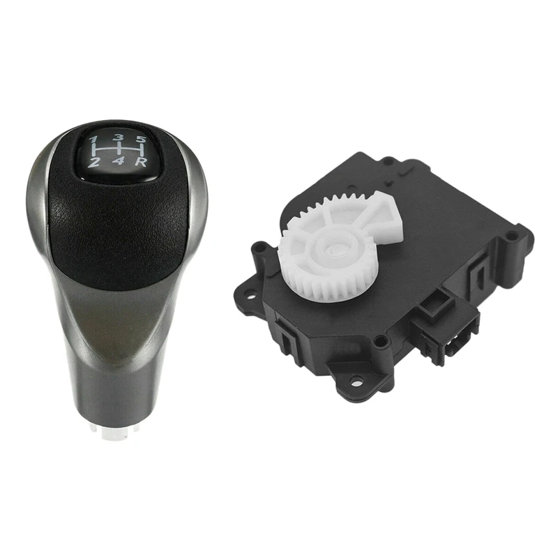 

2 Pcs Car Accessories: 1 Pcs 5 Speed Gear Shift Knob Manual Shift Ball Stick & 1 Pcs Car Heater Blend Door Actuator Left