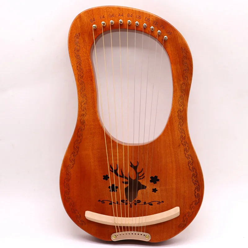 

Vintage Harp Music Instrument 10 String Mini Mahogany Lyre Harp Veneer Wood Decoration Muzik Aletleri Room Accessories AH50SQ