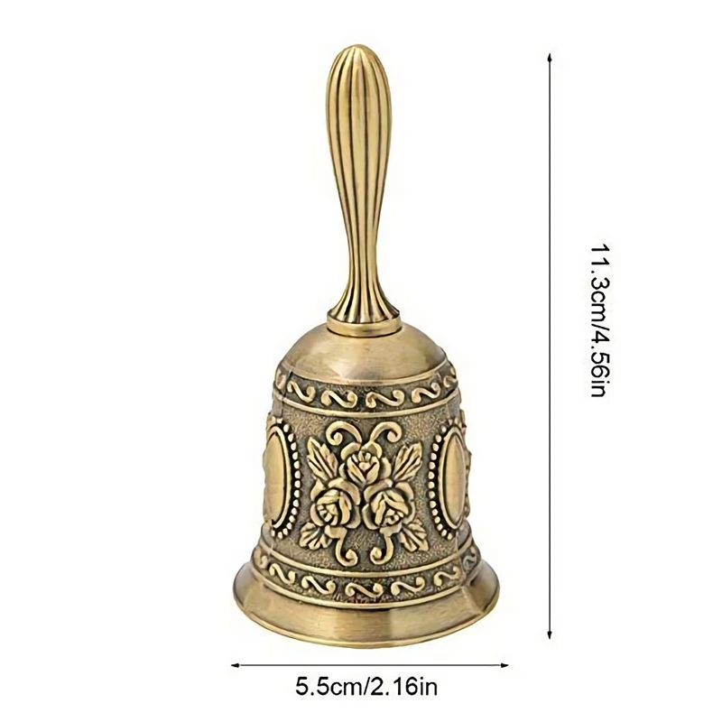 Hand Bell Metal Tone Ring Alarm Hold Service Call Desktop Tea Dinner Game Christmas Gold | Дом и сад