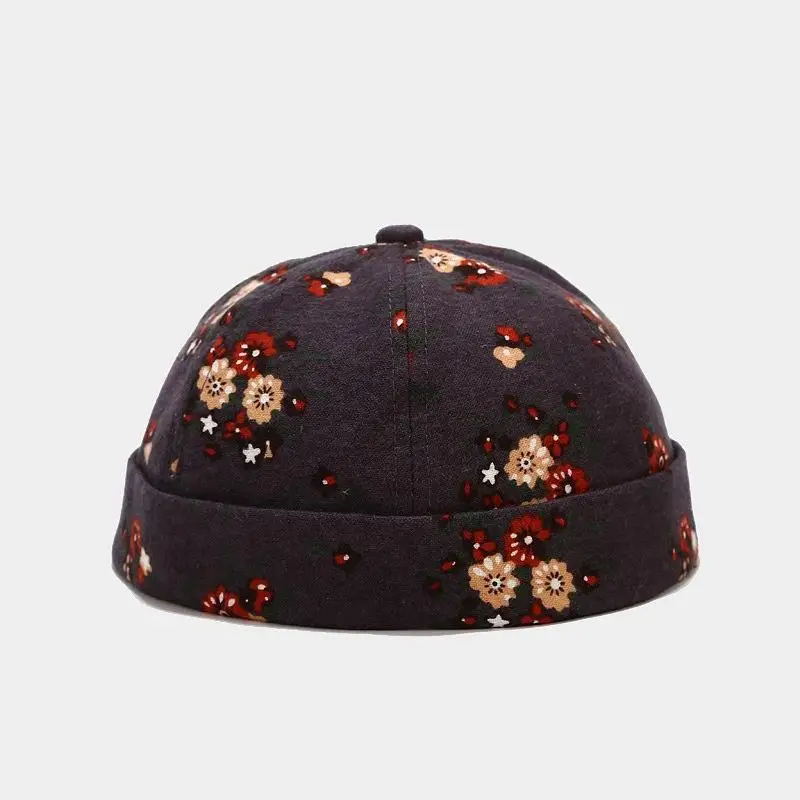 

LDSLYJR Vintage Docker Cap Brimless Hat Breathable Beanie Hats Cotton Adjustable flower Landlord Sailor Cap Men and Women 46
