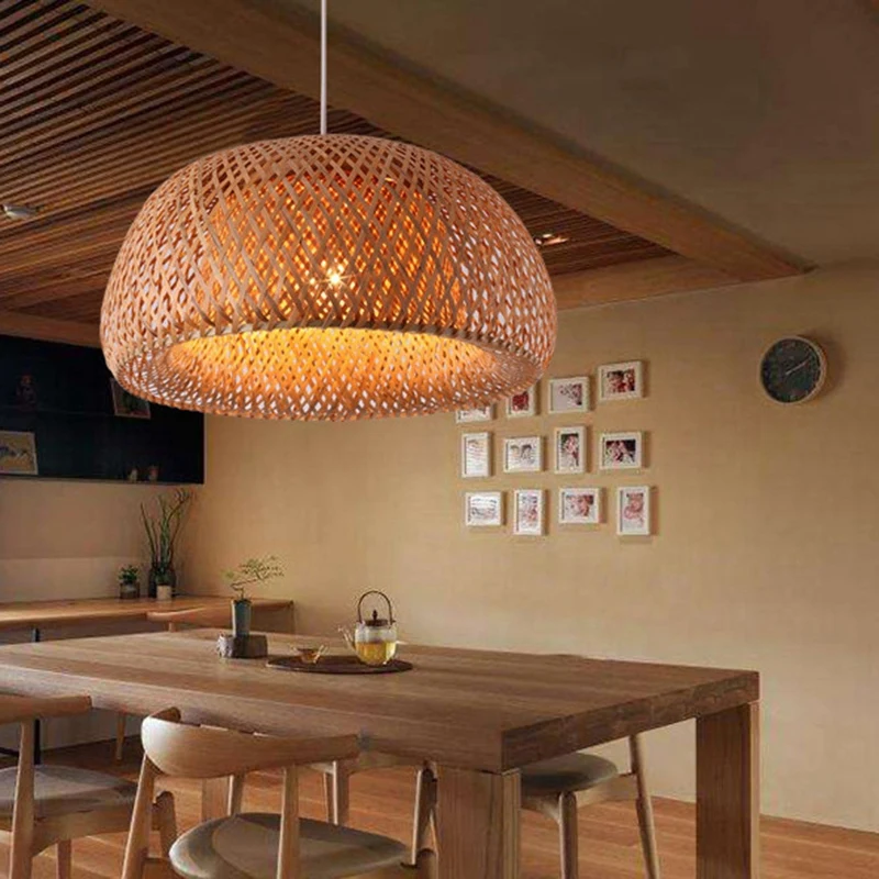 Moderno candelabro tejido a mano de bambú hecho a mano para restaurante