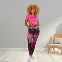 2021 new tie dye slim fit hip trousers sexy high waist breathable sports yoga pants