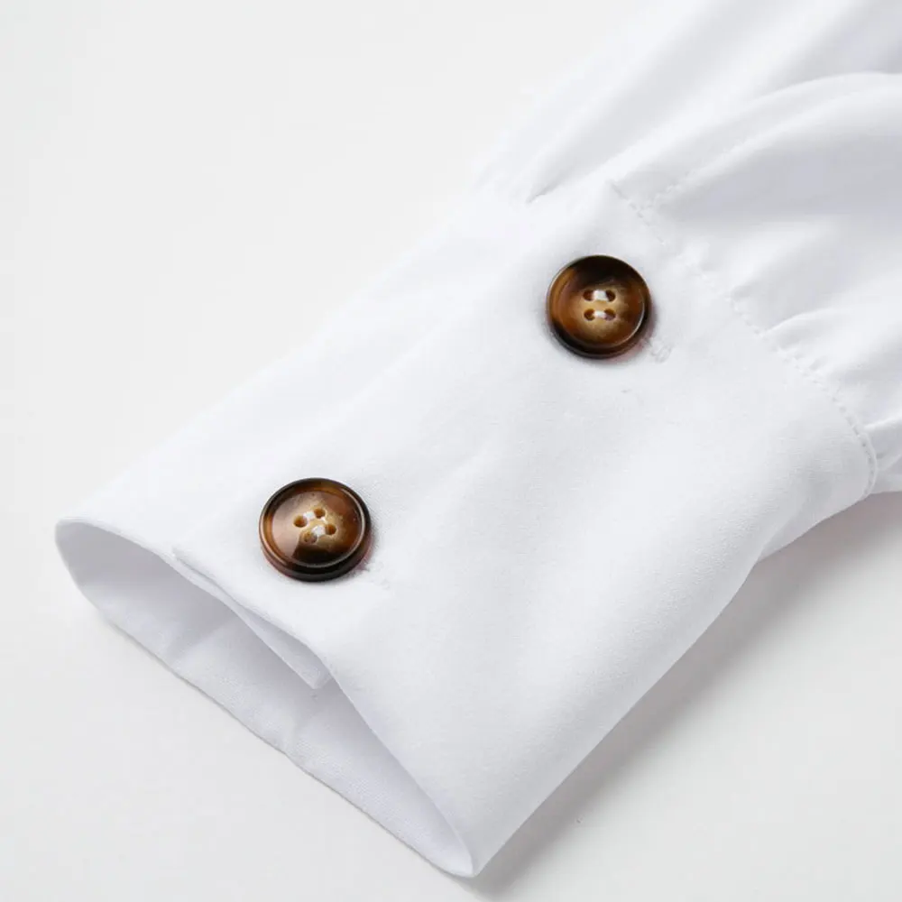 Блузка женская однотонная с V-образным вырезом и длинным рукавом | Женская одежда