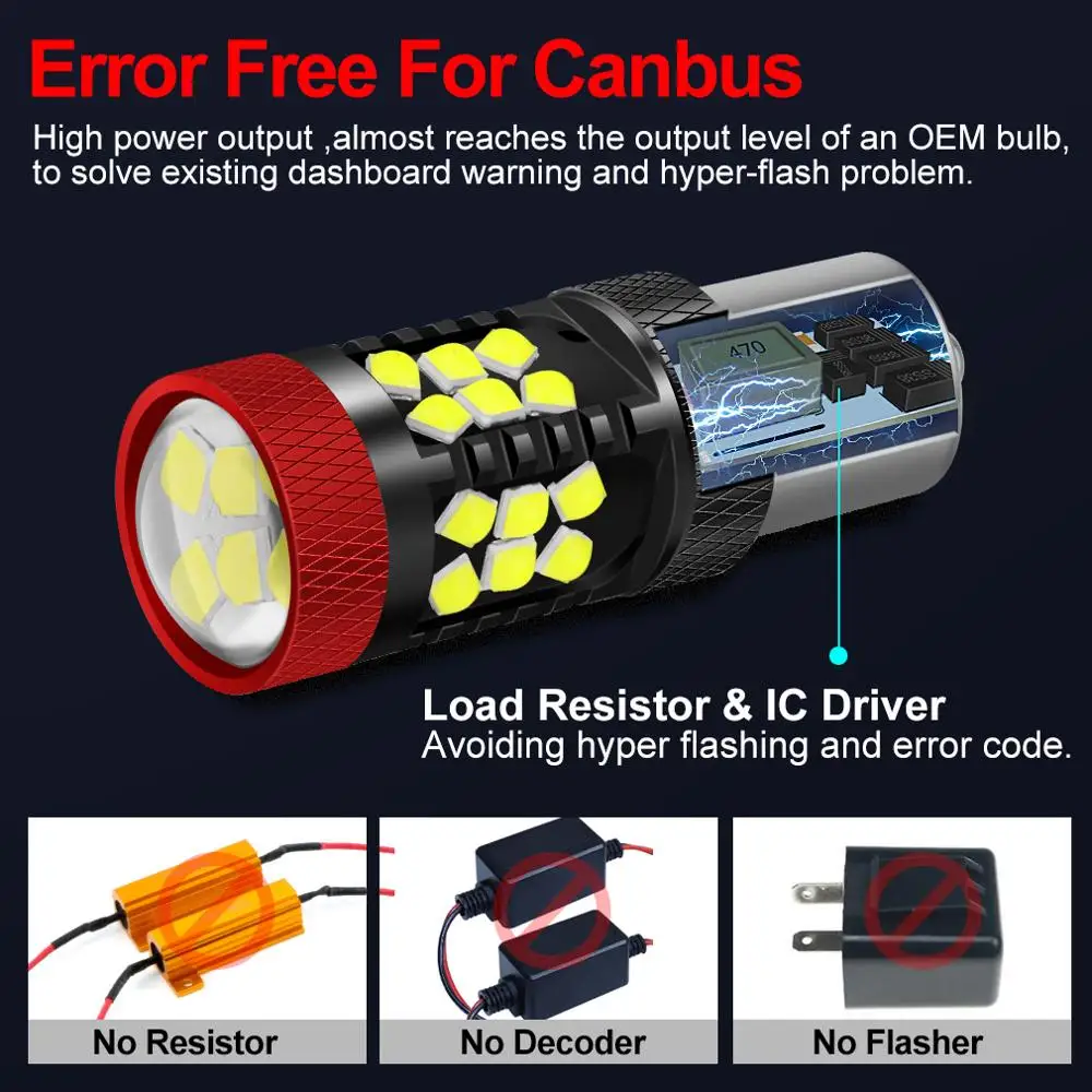 2 шт. P21W светодиодный Canbus Py21W BAU15S BA15S BAY15D 1156 P21/5 Вт Светодиодный светильник без